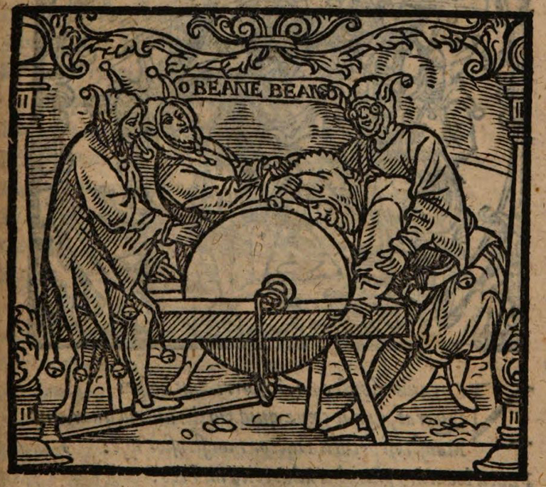 A freshman being worked on with a grindstone